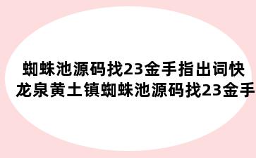 蜘蛛池源码找23金手指出词快 龙泉黄土镇蜘蛛池源码找23金手指出词快